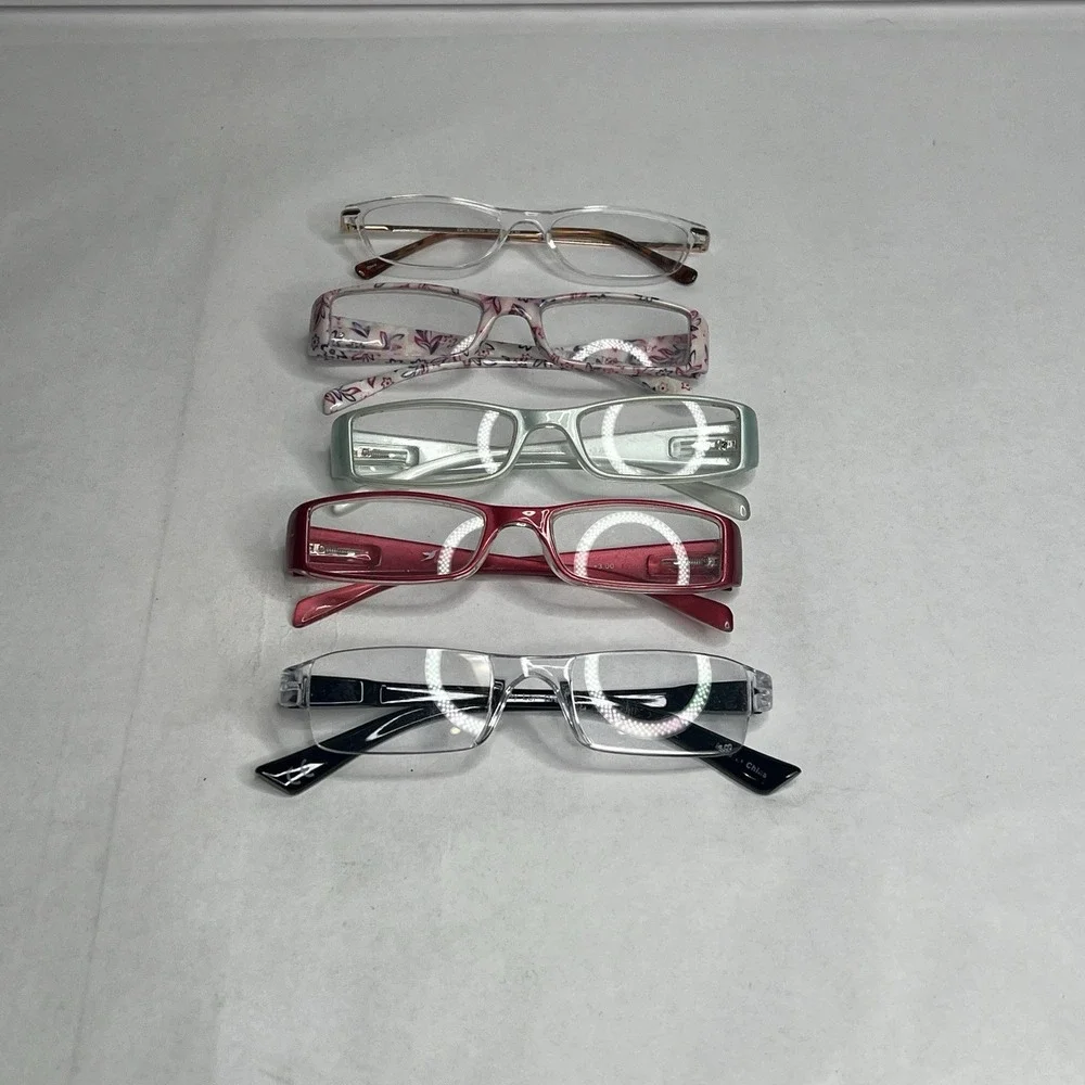 Eyeglasses Reading 3.00 Eyewear Glasses Eyeglass Frames Lot 5 One 2.50 Strength